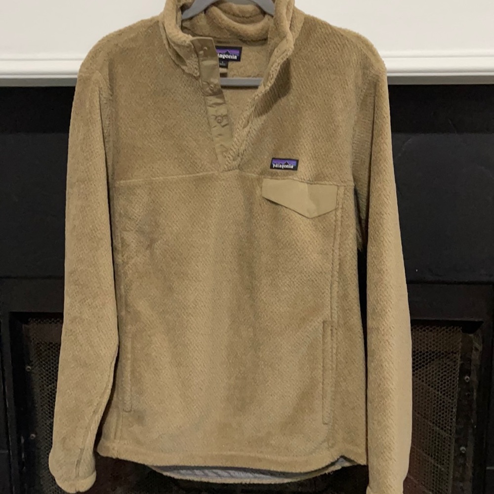 Patagonia synchilla snap sweater large tan